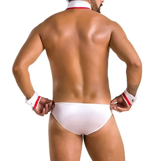 Комплект еротичної чоловічої білизни Passion 037 GREGORY XXL/XXXL White, труси, комірець, манжети Львів