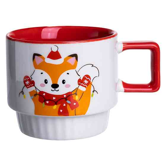 Новорічна порцелянова Новорічна лисиця 400 (мл) Біла з червоним Yiwu FM-CS-50L Київ