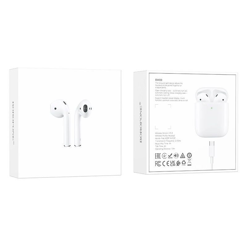 Бездротові навушники BOROFONE BW89 True wireless stereo headset White Одеса - фото 2