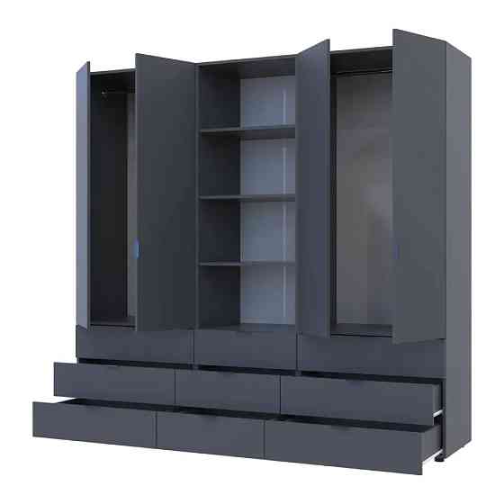 Шкаф для одежды Doros Гелар Графит 2+2ДСП с пеналом 215х49.5х203.4 (DRS-011916) Днепр