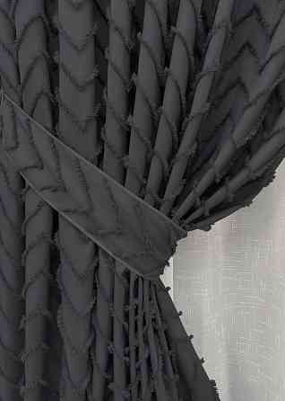 Комплект штор VR-Textil Льон Букле № 1810ш Графітовий 150х270 см 2 шт (33-0987) Київ
