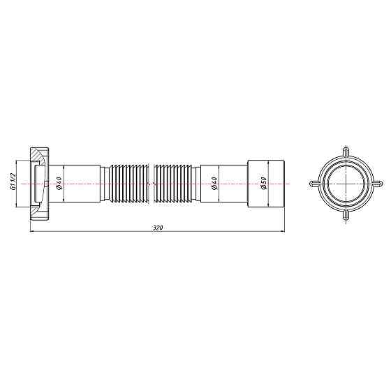 Гнучка труба Lidz (WHI) 60 01 G002 00 з накидний гайкою 1 1/2" довжина 600 мм Київ