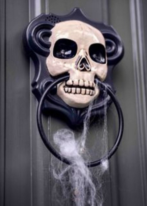 Дверний музикальний молоток Череп на Хелловін 24 на 16 см чорно-білий Київ - фото 2
