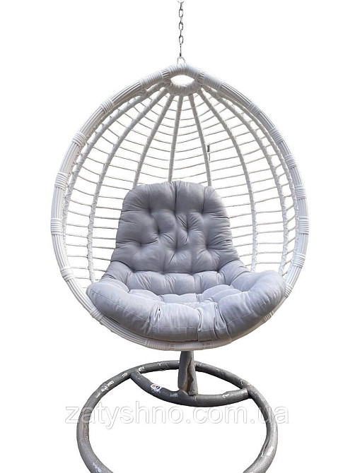 Кокон із ротанга з сірою подушкою Київ - фото 3