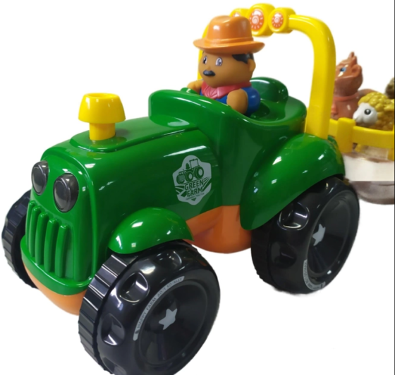 Трактор музичний Limo Toy з причепом звуки підсвічування 4 фігурки в комплекті Зелений (M 5572 UA) Чернигов