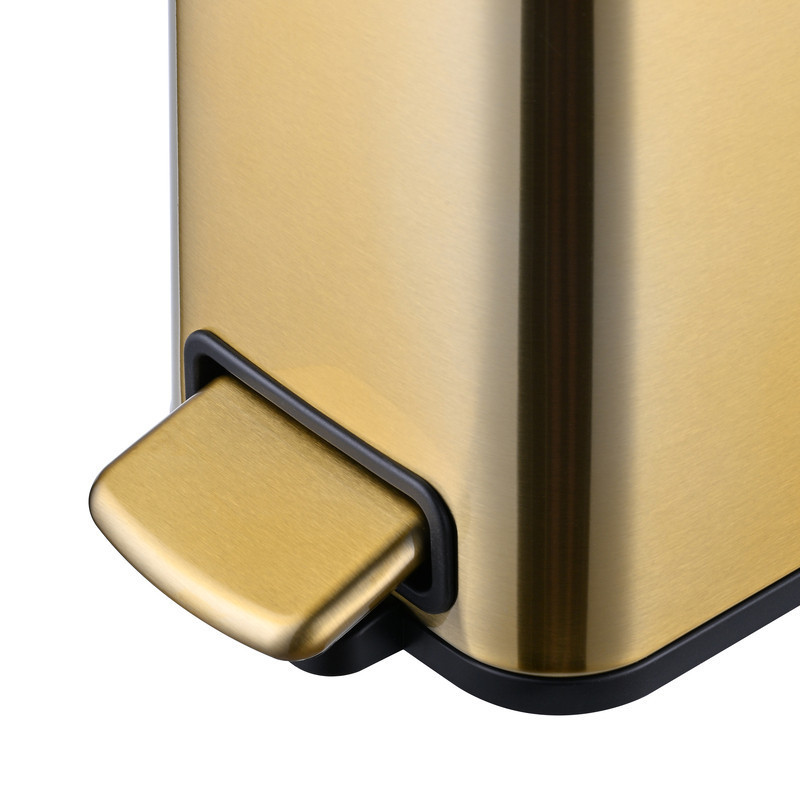 Відро для сміття з плавним закриттям прямокутне Mixxus Premium Quadro-TC0105 Brushed Gold 5 л (колір матове золото) (MI8394) ( ( Харків - фото 2