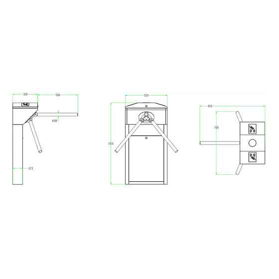 Турнікет-трипод ZKTeco TS1022 Pro з контролером, зчитувачем відбитку пальця і RFID карт Киев