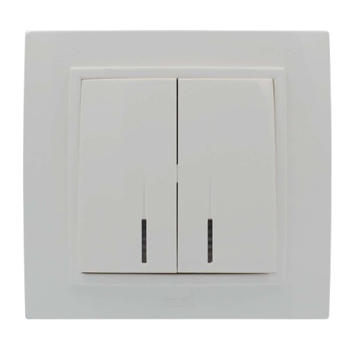 ZENA білий Вимикач внутрішній 2кл з підсвічуванням модуль + кришка Ел-Би Житомир