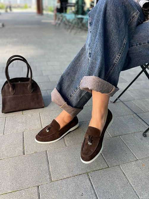 Mermaid Лофери жіночі Mermaid Б-1 шоколадні/біл.під (весна-осінь, замша натуральна) (6006) Коломия - фото 4