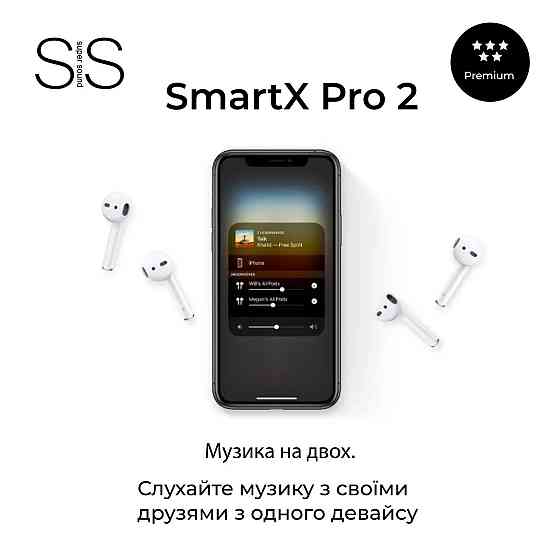 Smartx Навушники бездротові TWS SmartX Pro 2 Premium Bluetooth навушники з мікрофоном SAP2P Коломыя