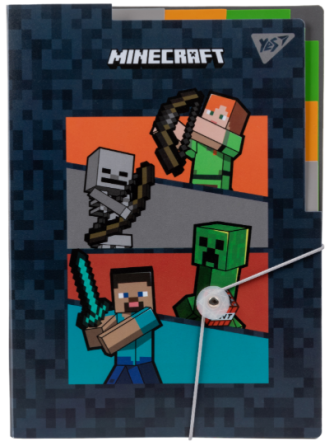 Папка на гумці А4 "Yes" Minecraft з 3 роздільниками, пластик, 492112, шт Київ