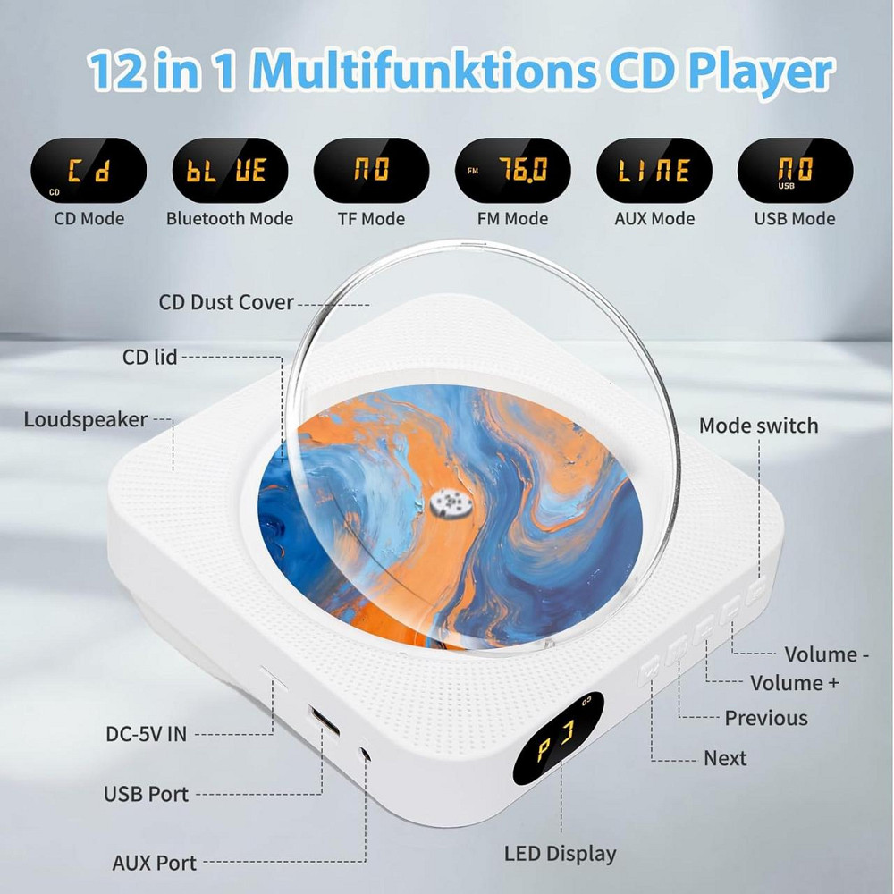 Уцінка! Аудіосистема KC-718 CD-плеер, USB, Bluetooth з вбудованими динаміками Дніпро - фото 3