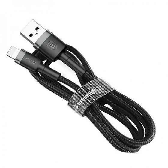 Кабель Baseus Cafule USB 2.0 to Lightning 2.4A 1M Черный/Серый (CALKLF-BG1) Киев