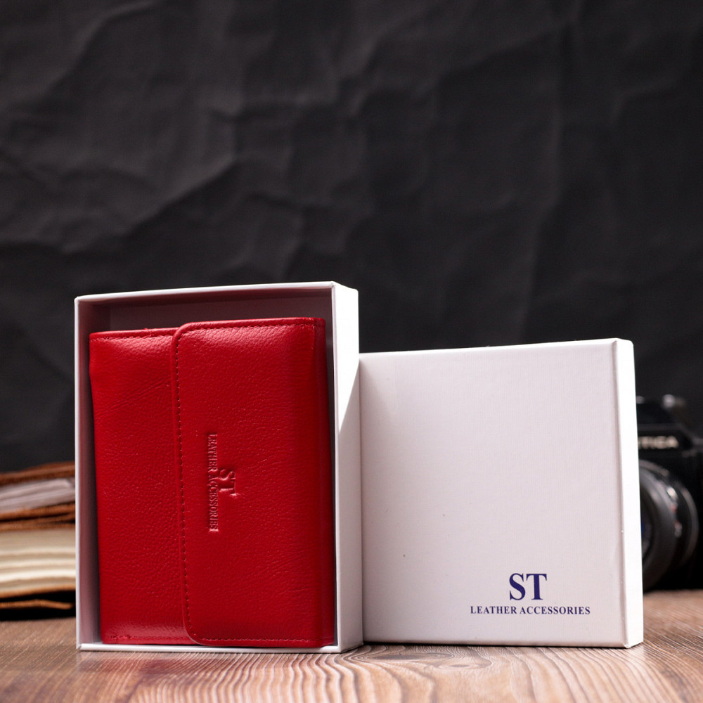 Женский яркий кошелек с монетницей из натуральной кожи Красный (ST Leather) Киев - изображение 4