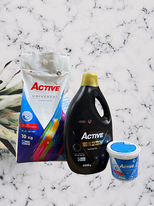 Акційний набір! гель для прання Active black 6000 ml , порошок Active 10 kg, кисневий порошок Active Виноградів - фото 1