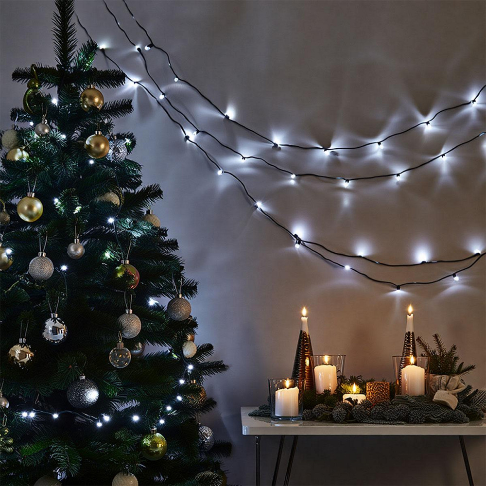 Garlando Новорічна гірлянда кімнатна нитка 18 м 180 LED кімнатна гірлянда чорний провід Біле св Коломия - фото 1