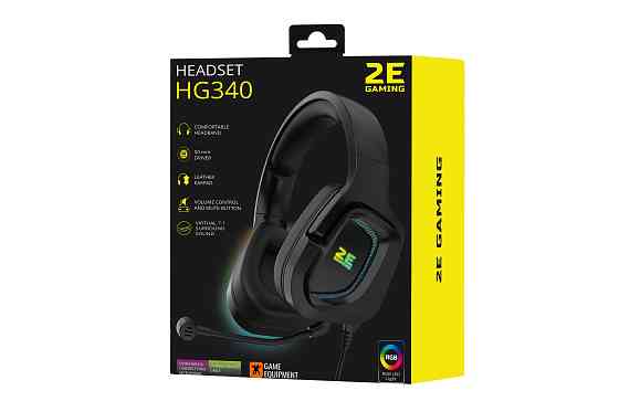 Гарнітура ігрова 2E GAMING HG340, 7.1, USB-A, RGB, 2м, чорний Киев