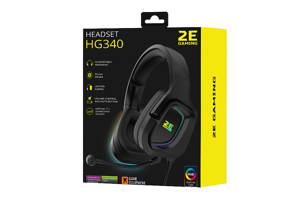 Гарнітура ігрова 2E GAMING HG340, 7.1, USB-A, RGB, 2м, чорний Киев - изображение 6