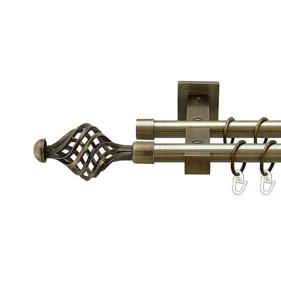 Карниз Orvit Арезо металевий дворядний техно гладка труба кільце металеве Антик 19\19 мм 200 см (00-00026867) Львів