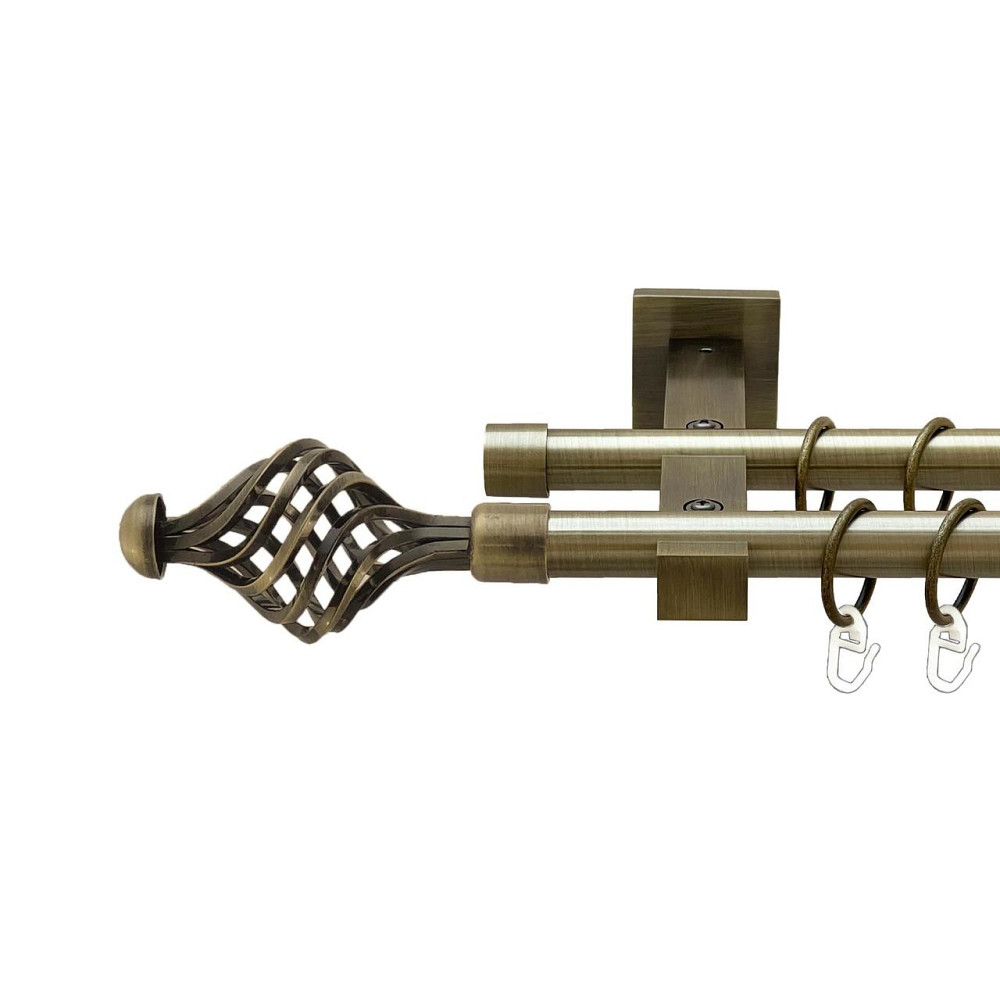 Карниз Orvit Арезо металевий дворядний техно гладка труба кільце металеве Антик 19\19 мм 200 см (00-00026867) Львів - фото 1