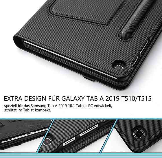 Клавиатура-чехол для Samsung Tab A T510/T510N/T515/T515N черный QWERTZ съемная Bluetooth аккумулятор microUSB Киев