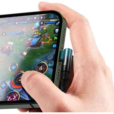 Дата кабель USB 2.0 AM to Lightning 2.0m 2.4A 90° corner black/blue Baseus (CAVP000121) Вінниця