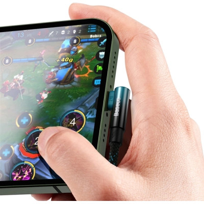 Дата кабель USB 2.0 AM to Lightning 2.0m 2.4A 90° corner black/blue Baseus (CAVP000121) Вінниця - фото 6