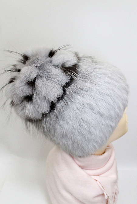 Шапка хутряна жіноча квіточка Белла Сірий Харків - фото 3