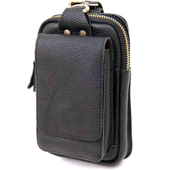 Сумка унісекс на пояс на одне відділення Чорна (Vintage) Київ