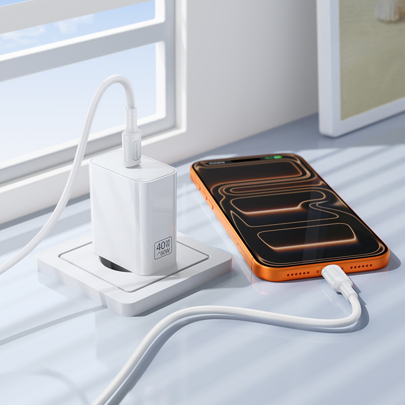 Мережевий зарядний пристрій з кабелем BOROFONE BA109A Star single port PD40W charger set (C to C) (EU) White Одеса - фото 8