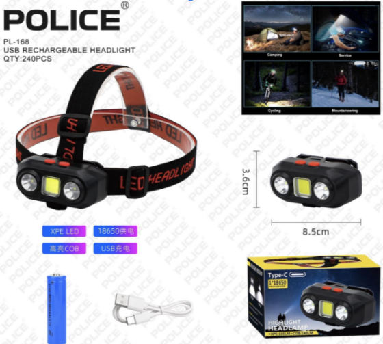 Налобний фонар PL-167, COB, 2XP, Li-on 18650, ЗУ Type-C Дніпро