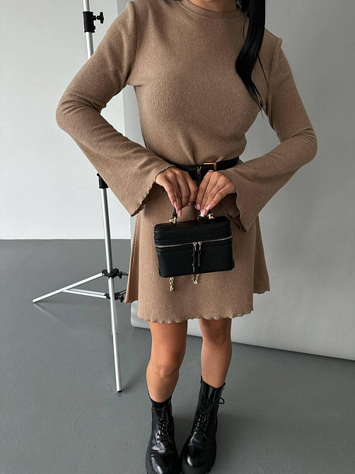 Женское базовое платье качественное и плотное рубчик-анкора Турция (не просвечивает) Беж Одесса - изображение 8