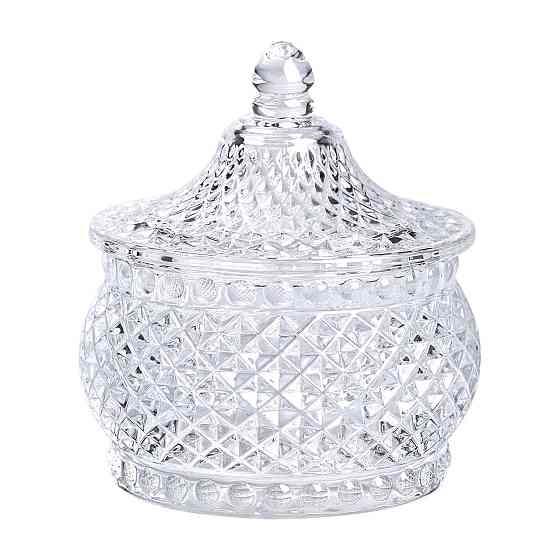 Стеклянная конфетница с крышкой, 8 см, круглая Киев