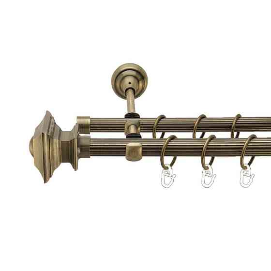 Карниз Orvit Борджеза металевий дворядний відкритий рифлена труба кільце металеве Антик 19\16 мм 200 см (00-00017328) Львів