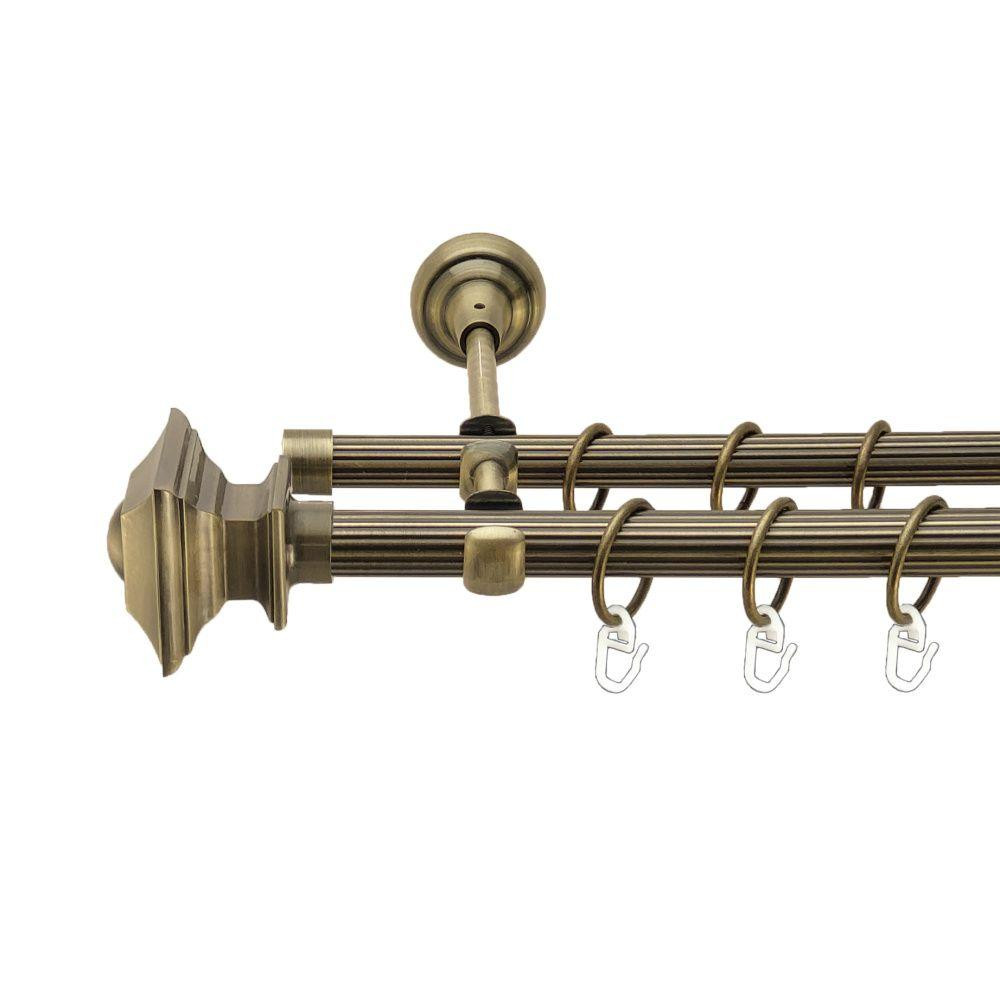 Карниз Orvit Борджеза металевий дворядний відкритий рифлена труба кільце металеве Антик 19\16 мм 200 см (00-00017328) Львів - фото 1