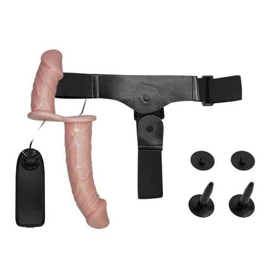 Подвійний страпон з вібрацією Ultra Passionate Harness Dual Vibration з провідним пультом керування Sex Aura Київ