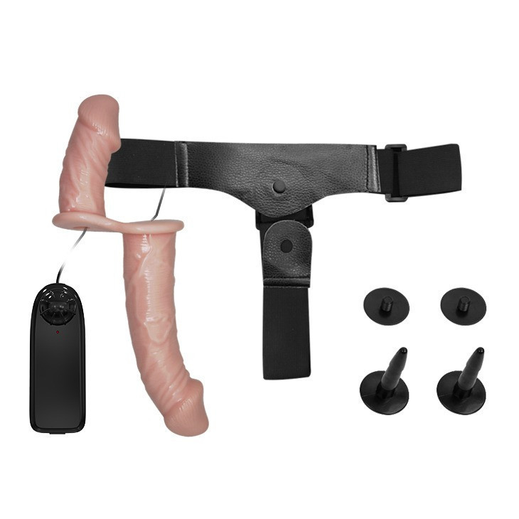 Подвійний страпон з вібрацією Ultra Passionate Harness Dual Vibration з провідним пультом керування Sex Aura Київ - фото 4