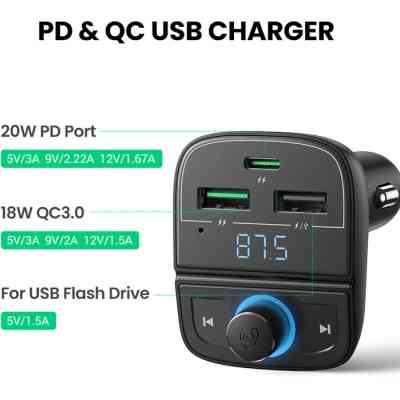 FM модулятор Ugreen CD229 Bluetooth Car Charger (5.0+PD+QC3.0+USB Flash Drive+TF (CD229) Винница