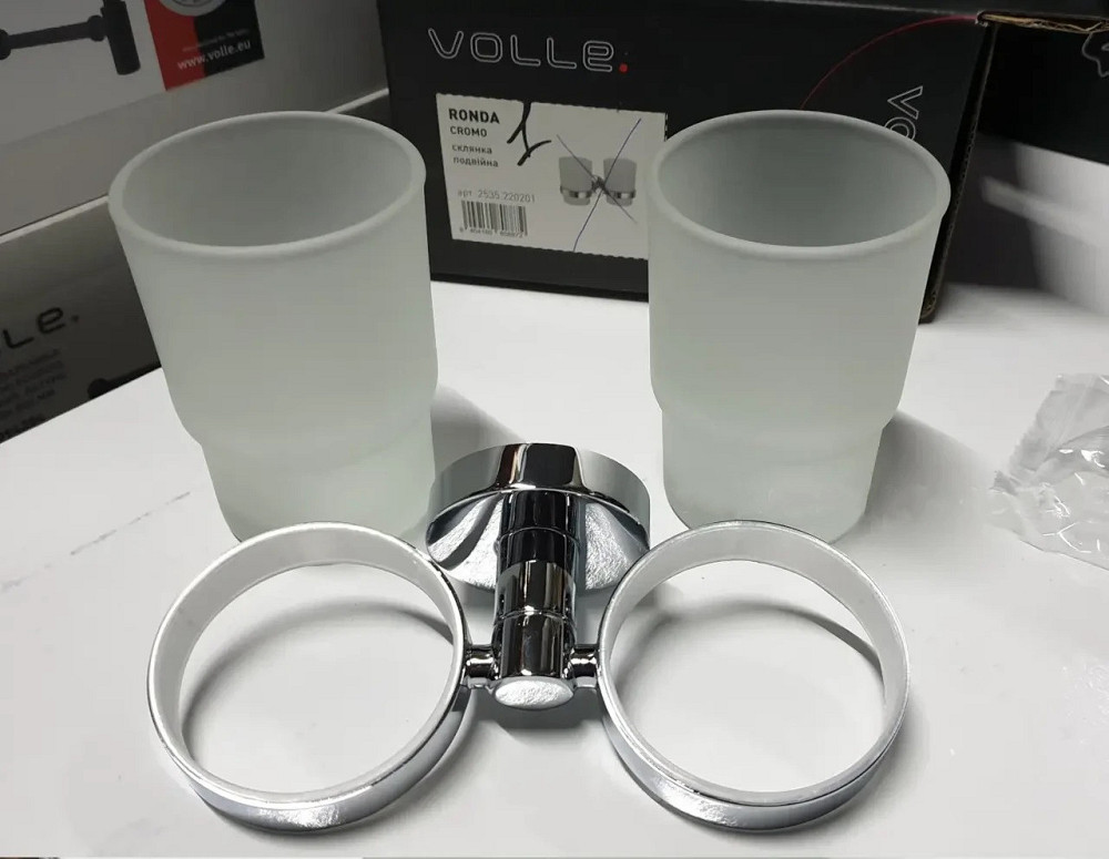 Стакан подвійний для зубних щіток VOLLE RONDA cromo хром Київ - фото 3