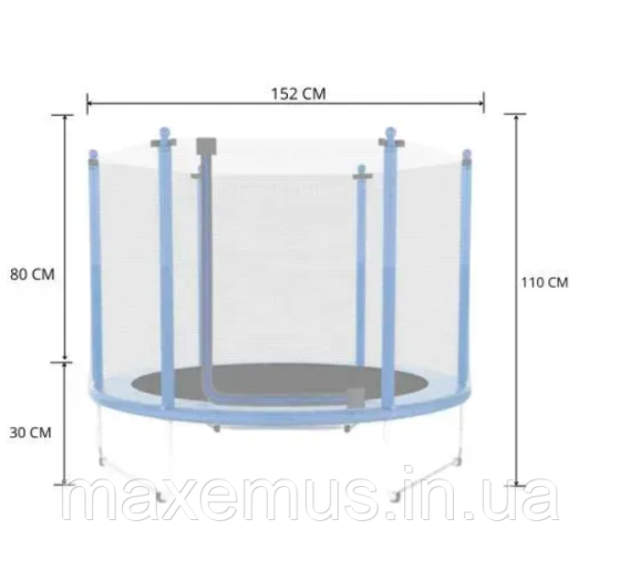 Детский батут с защитной сеткой Atleto 152 см (Синий) для дома и улицы (до 60 кг) Мостиска
