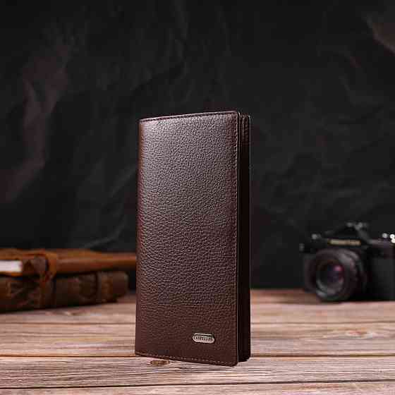 Чоловічий гаманець вертикальний без застібки з натуральної шкіри CANPELLINI 21904 Коричневий Київ