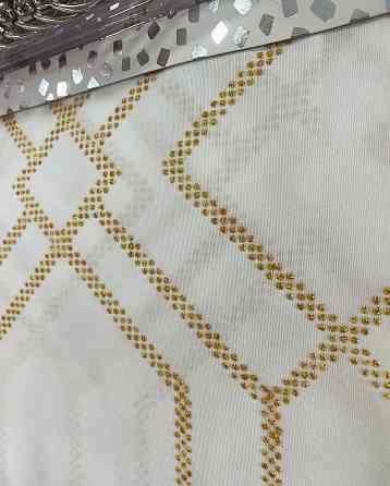 Шторка для ванной и душа 180x180 см водоотталкивающая с принтом штора для ванной с крючками,золотисто-белая Каменец-Подольский