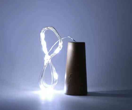 Гірлянда Роса 2 м 20 led на батарейках для пляшки ( Холодний білий) Смела