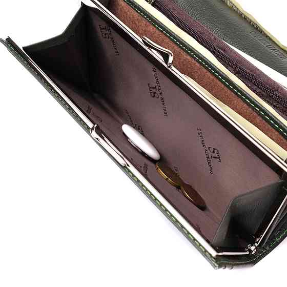 Стильный кошелек у два сложения из натуральной кожи ST Leather 23066 Зеленый Киев