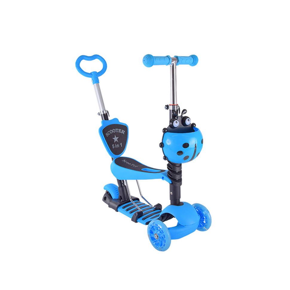 Детский самокат с родительской ручкой Bambi SC20139 колеса PU со светом Синий Винница - изображение 1