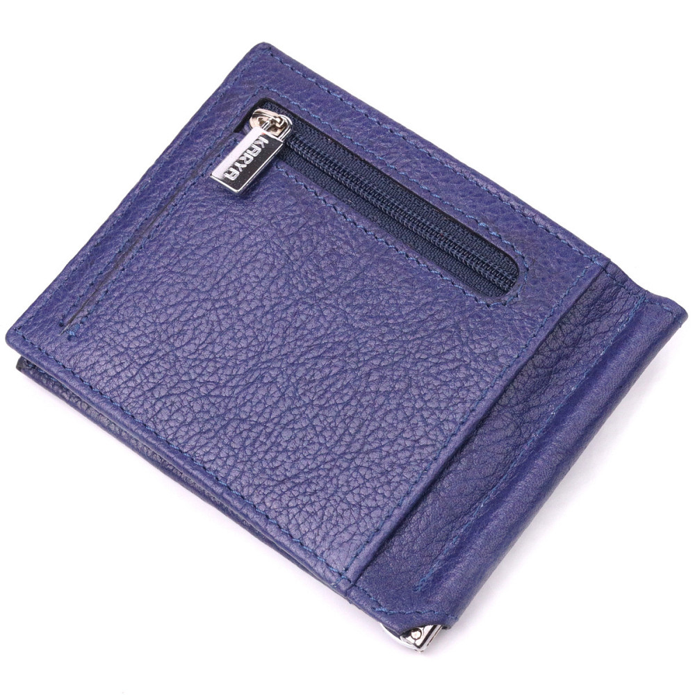 Практичный мужской зажим из натуральной кожи KARYA 21416 Синий Киев - изображение 2