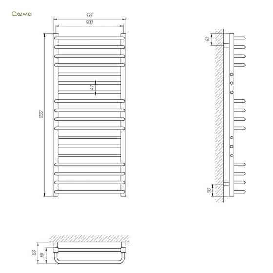 Водяна сушарка для рушників Laris Гермес П18 500х1200 Київ