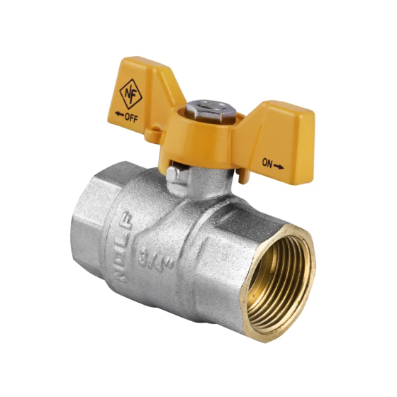 Кран кульовий Nolf NF.712 - 3/4" FF ГГМ YELLOW, ручка "метелик" жовта (NF2946) Київ