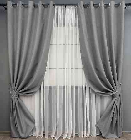 Комплект штор на люверсах VR-Textil Блэкаут двусторонний ASHEN NIGHT № 1851ш Серый 150х270 см 2 шт (37-0291) Киев