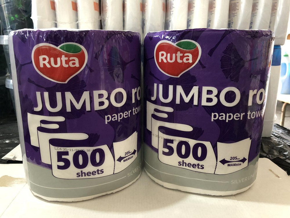 Паперові рушники Ruta Jumbo Roll — 500 аркушів, максі-розмір 205 мм, Україна Київ - фото 1